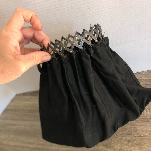 1920’s Accordion Closure Black Bag with Multicolor Handle - Picture 6 of 12
